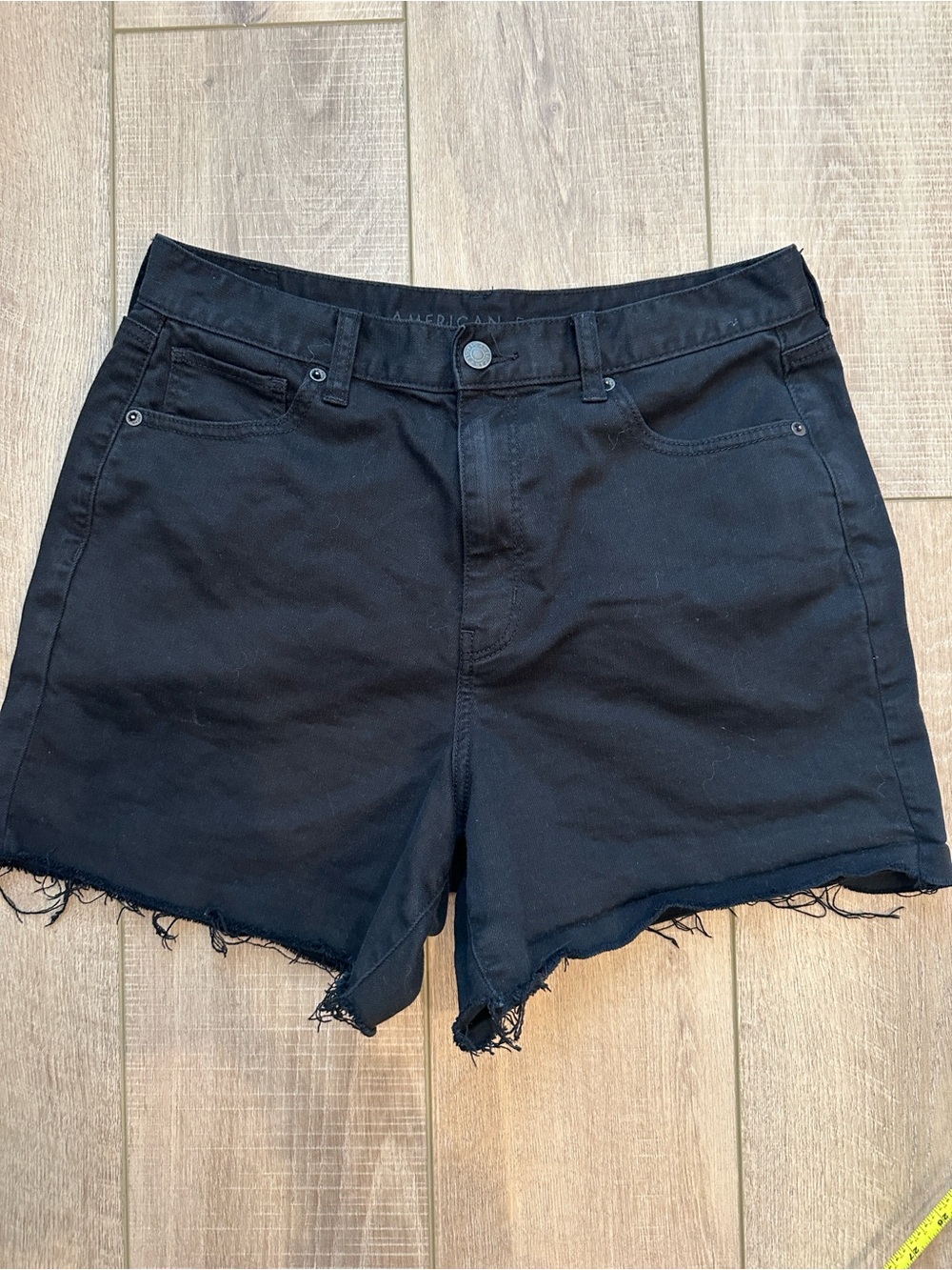 American Eagle Outfitters Black Frayed Hem Denim Shorts